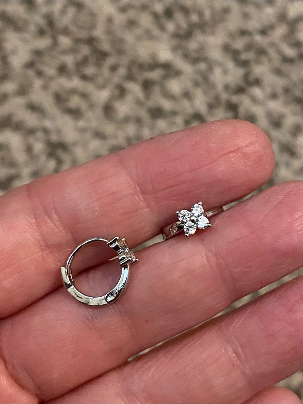 Silver Floral Cubic Zirconia hoop Earring Set - White